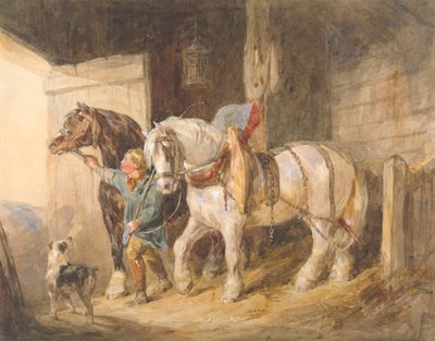 إسطبل بوي مع عربة خيول بواسطة John Frederick Tayler