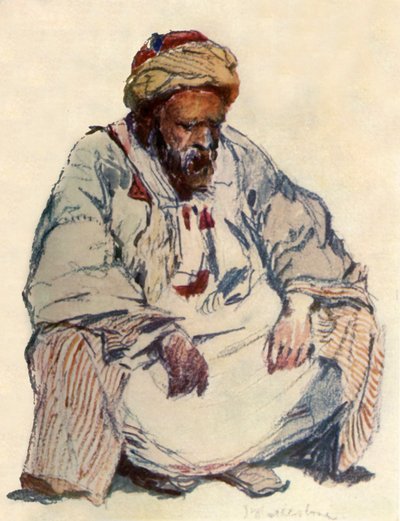 صورة جالسة للراعي السوري في معطف من جلد الغنم ، 1902. بواسطة جون فوليلوف