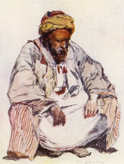 شخصية جالسة للراعي السوري في معطف من جلد الغنم بواسطة جون فوليلوف