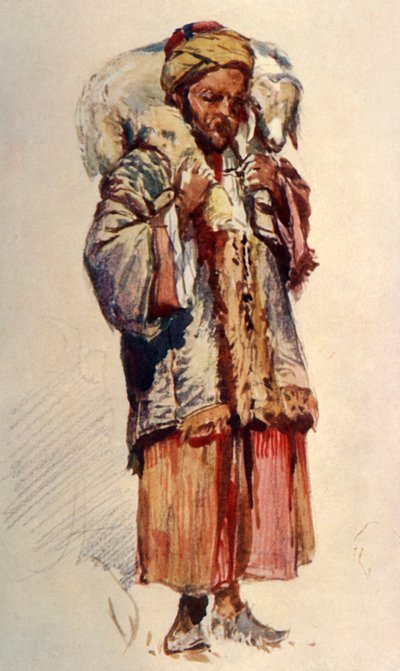 الراعي السوري أبو مصطفى يحمل خروفًا على كتفيه 1902. بواسطة جون فوليلوف