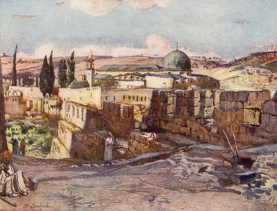 مسجد الأقصى من داخل الحائط الجنوبي للقدس (لون ليثو) بواسطة جون فوليلوف
