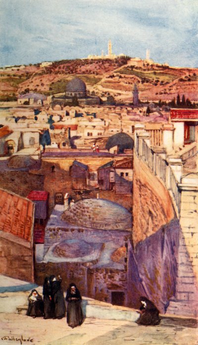 جبل الزيتون من أعلى المنزل على جبل صهيون ، 1902. بواسطة جون فوليلوف