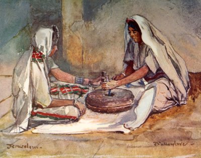 امرأتان تطحنان في مطحنة يدوية ، 1902. بواسطة جون فوليلوف