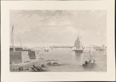 خليج وميناء نيويورك من جزيرة بيدلون [بيدلو] ، نقشها جيمس سميلي ، حوالي 1840 (نقش) بواسطة جون جادسبي تشابمان