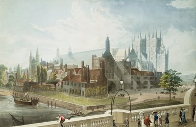 قاعة ودير وستمنستر ، نقشها دانيال هافيل (1785-1826) نشرها رودولف أكرمان (1764-1834) 1819 (ألوان مائية) بواسطة جون جندال