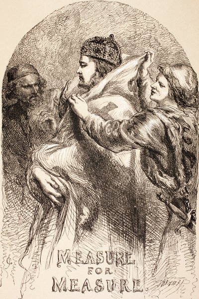 رسم توضيحي لـ Measure for Measure ، من "المكتبة المصورة شكسبير" ، منشور في لندن عام 1890 بواسطة جون جيلبرت