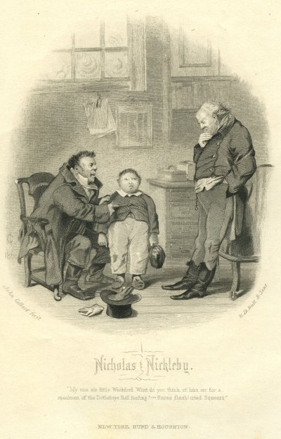 نيكولاس نيكلبي: Wackford Squeers و Young Wackford Squeers ، منقوش بواسطة HB Hall und Sons ، 1867 بواسطة جون جيلبرت