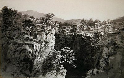 On the Conway، West Penmachno (غسيل بالحبر على الورق) بواسطة جون جلوفر
