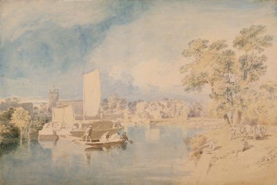 نهر التايمز في ايزلورث ، c.1805-10 (الجرافيت ومرحاض على ورق مسدود) بواسطة جون جلوفر