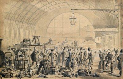 عشية عيد الميلاد في محطة كينغز كروس ، 1870-90 (قلم وغسل على ورق) بواسطة جون جوردون طومسون