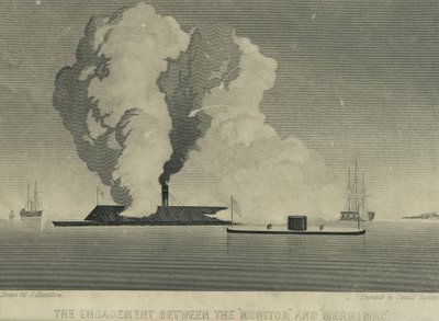 الاشتباك بين الشاشة و Merrimac ، c.1863 بواسطة جون هاميلتون