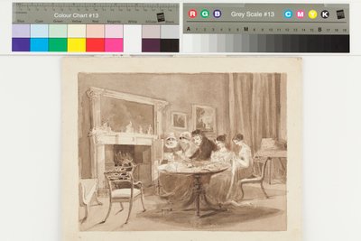 العائلة عند الموقد (حبر على ورق) بواسطة جون هاردن