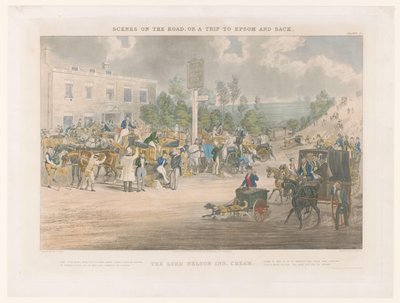منظر لشارع مزدحم أمام نزل The Lord Nelson في حي Cheam The Lord Nelson Inn ، Cheam (العنوان على الكائن) مناظر الشارع حول إبسوم (عنوان المسلسل) مشاهد على الطريق ، أو رحلة إلى إبسوم والعودة (عنوان المسلسل) بواسطة جون هاريس