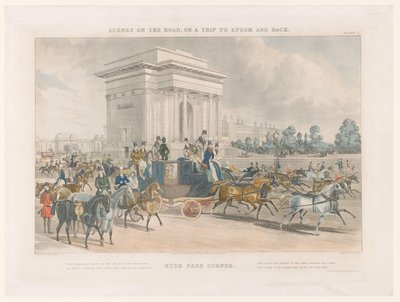 منظر لشارع وقوس Wellington في Hyde Park Corner ركن هاي بارك (العنوان على الكائن) مناظر الشارع حول إبسوم (عنوان المسلسل) مشاهد على الطريق ، أو رحلة إلى إبسوم والعودة (عنوان المسلسل) بواسطة جون هاريس