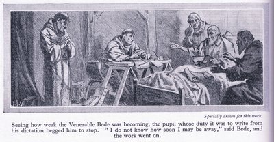 الأيام الأخيرة للبيدي المبجل ترجمة إنجيل القديس يوحنا إلى اللغة الإنجليزية 735 م ، حوالي 1950 بواسطة جون هاريس فالدا