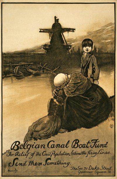 حملة جمع التبرعات لصندوق القناة البلجيكي للقوارب ، حانة. 1914-18 (لون ليثو) بواسطة جون هاسال