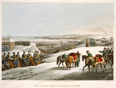 الحلفاء قبل دانتزيك في الشتاء ، منقوش من قبل ماثيو دوبورج (fl.1813-20) من الحكايات التاريخية والعسكرية والبحرية. بواسطة إدوارد أورم (1774-ج 1820) 1818 (أكواتينت) بواسطة جون هيفيسايد كلارك