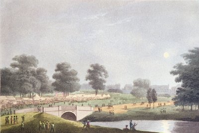 منظر للمعرض في هايد بارك ، نقش ماثيو دوبورج ، 1 أغسطس 1814 (نقش ملون) بواسطة جون هيفيسايد كلارك
