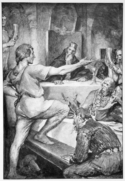 رد بيوولف بغطرسة على Hunferth ، 1910. بواسطة جون هنري فريدريك بيكون