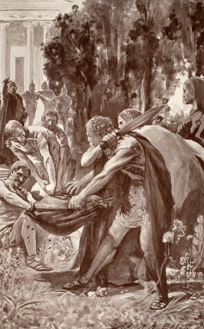 بريان يفسد خنزير الجلد ، التوضيح من "أسطورة سلتيك وأسطورة" بقلم تشارلز سكوير ، 1905 بواسطة جون هنري فريدريك بيكون