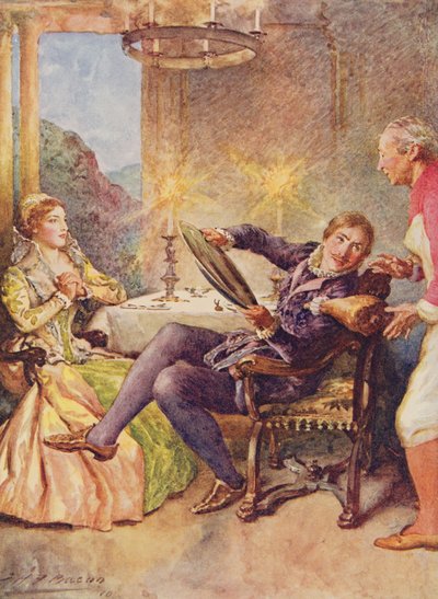 كاتارينا وبتروتشيو في ترويض النمرة من قصص الأطفال من شكسبير بقلم إديث نسبيت (1858-1924) حانة. بقلم رافائيل توك وأولاده المحدودة ، لندن (رسم توضيحي للكتاب) بواسطة جون هنري فريدريك بيكون