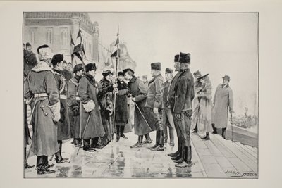 سيدة مينتو تقدم ألوانًا لخيول هيرشر ، عند مغادرة أوتاوا ، 19 يناير 1900 ، من صورة ل JC Hemment بواسطة جون هنري فريدريك بيكون