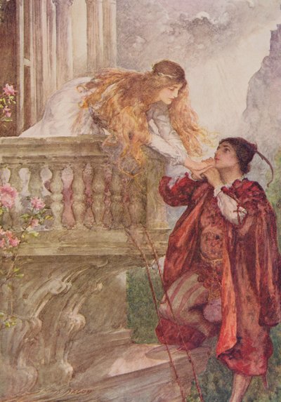 روميو وجولييت من "قصص الأطفال من شكسبير" بقلم إديث نسبيت (1858-1924). بواسطة Raphael Tuck und Sons Ltd. ، لندن (رسم توضيحي للكتاب) بواسطة جون هنري فريدريك بيكون