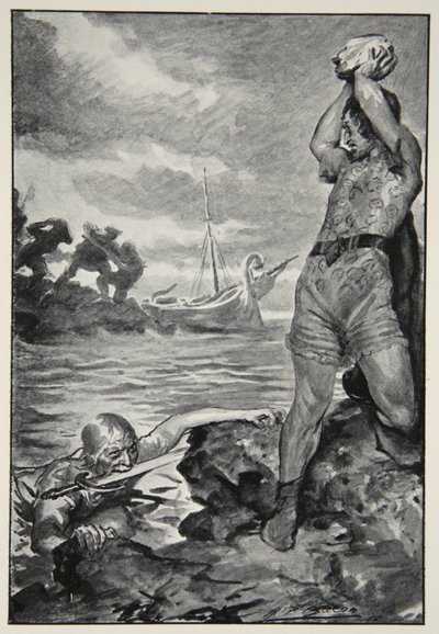 رفع ثوربيون الحجر الضخم ، من "أساطير البطل وأساطير العرق البريطاني" بقلم MI Ebbutt ، 1910 بواسطة جون هنري فريدريك بيكون
