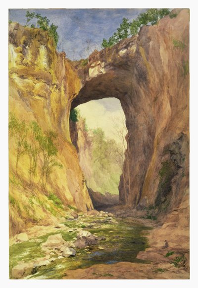 الجسر الطبيعي ، فرجينيا ، 1876 (مرحاض وقلم رصاص على ورق) بواسطة جون هنري هيل