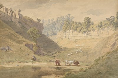 ماشية في حفرة سقي في واد ، 1830-1886. بواسطة جون هنري مول