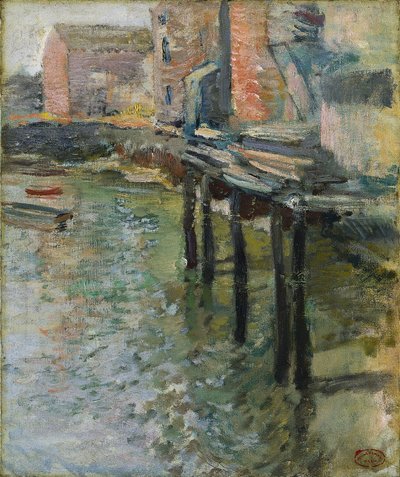 رصيف مهجور The Old Mill في Cos Cob ، c.1900-1902. بواسطة جون هنري تواكتمان