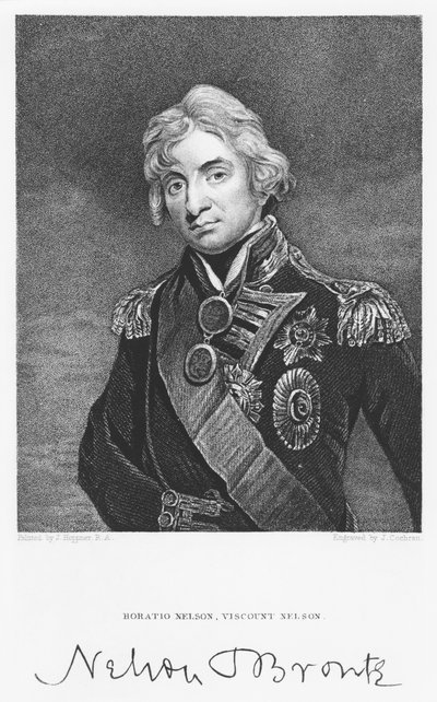 صورة للأدميرال هوراشيو نيلسون بتوقيعه ، نقشها جون كوكران (fl.1821-65) بواسطة جون هوبنر
