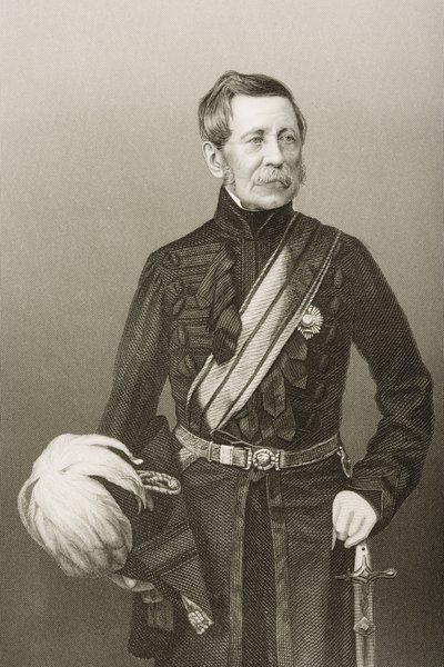 السير جون فوكس بورغوين (1782-1871) محفور بواسطة DJ Pound من صورة فوتوغرافية ، من "غرفة الرسم للشخصيات البارزة ، المجلد 2" ، نُشر في لندن ، 1860 بواسطة جون جابيز إدوين بيزلي مايال