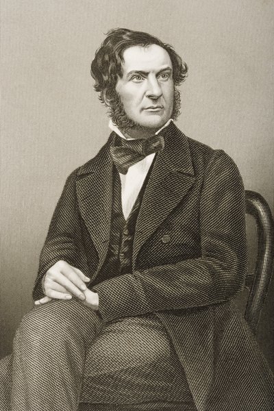 وليام إيوارت جلادستون (1809-98) منقوش بواسطة DJ Pound من صورة ، من "غرفة الرسم للشخصيات البارزة ، المجلد 2" ، نُشر في لندن ، 1860 بواسطة جون جابيز إدوين بيزلي مايال