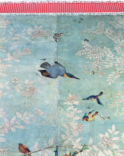 طائر الرفراف بحزام ، مقطوع من "The Birds of America" ولصق على ورق حائط صيني مرسوم باليد (مجمعة) بواسطة جون جيمس أودوبون