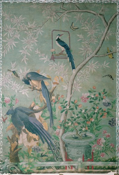 زوج من طيور العقعق ، مقطوع من `` طيور أمريكا '' ولصق على ورق حائط صيني مطلي باليد (مجمعة) بواسطة جون جيمس أودوبون