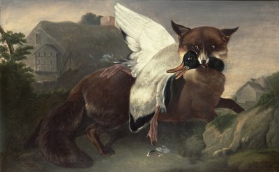 ثعلب وإوزة، حوالي عام 1835 (زيت على قماش) بواسطة جون جيمس أودوبون