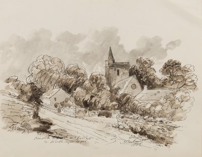 Kewstoke Church and Village، Weston Super Mare، Somerset، 1882 (قلم ، فرشاة وحبر على ورق) بواسطة جون جوزيف باركر