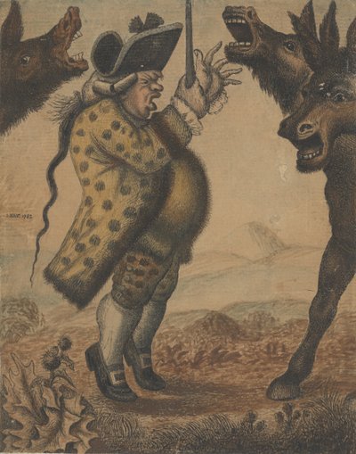 السيد ألكسندر كامبل ، عازف ، إجراء ثلاث تقويم للنهيق ، 1782. بواسطة جون كاي