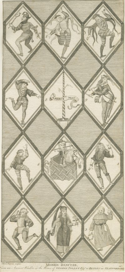 نافذة بيتلي الزجاجية - راقصو موريس: نقش ، بدون تاريخ [1751-1790] بواسطة جون كيز شيروين