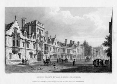 الواجهة الجنوبية لكلية أول سولز ، جامعة أكسفورد ، 1834. بواسطة جون لو كيوكس