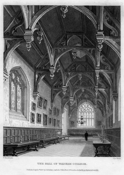 قاعة كلية وادام ، جامعة أكسفورد ، 1836. بواسطة جون لو كيوكس