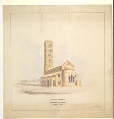 كنيسة الثالوث ، كوراتشي (كراتشي) ، سبتمبر 1856 (ألوان مائية على ورق) بواسطة جون لوميزورييه