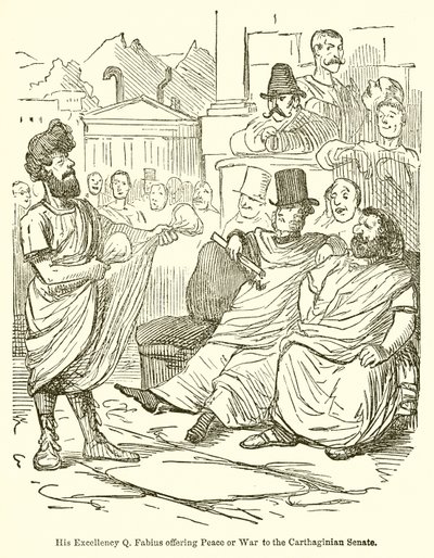 معالي Q. Fabius يقدم السلام أو الحرب لمجلس الشيوخ القرطاجي بواسطة John Leech