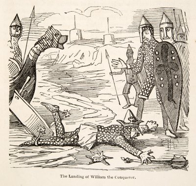 هبوط ويليام الفاتح ، من التاريخ الهزلي لإنجلترا ، حانة. 1864 (نقش خشبي) بواسطة جون ليتش