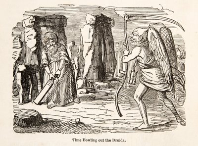 Time Bowling Out the Druids ، من The Comic History of England ، pub. 1864 بواسطة جون ليتش