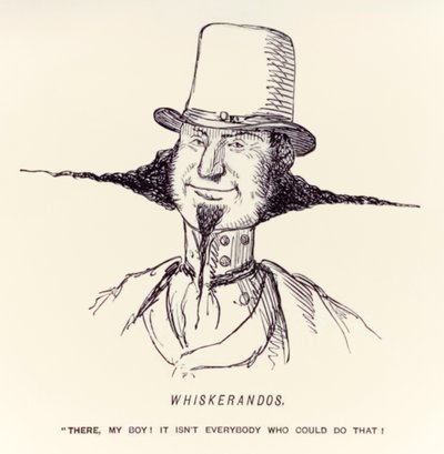 'Whiskerandos "هناك ، يا بني! ليس كل من يمكنه فعل ذلك!" نُشرت في المجلة الساخرة Punch عام 1854 بواسطة جون ليتش