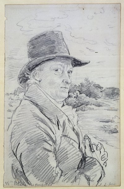 وليام بليك يرتدي قبعة ، (نقش: Wm Blake at Hampstead) c.1825 (قلم رصاص) بواسطة جون لينيل