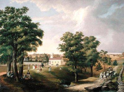 منظر لمنزل المدرسة في جرينز فارمز بواسطة جون لودلو مورتون