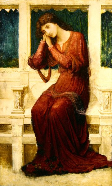 عندما يأتي الحزن إلى Summerday Roses bloom in Vain ، حوالي 1910 (زيت على قماش) بواسطة جون Melhuish Strudwick